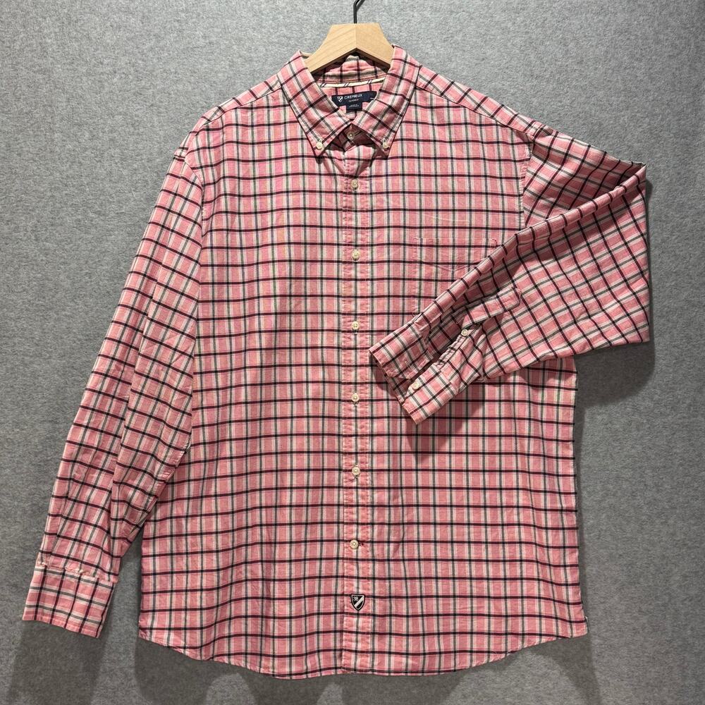 Cremieux Classics Mens XL Pink Plaid Button Down Shirt Long Sleeve 100% Cotton